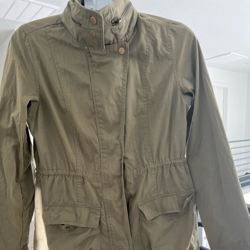 Mossimo Supply Co. Olive Green Utility Jacket size medium Cinched Waist Hood